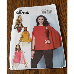 Butterick B6490 Pattern Sleeveless Top With Cape Size 14-22